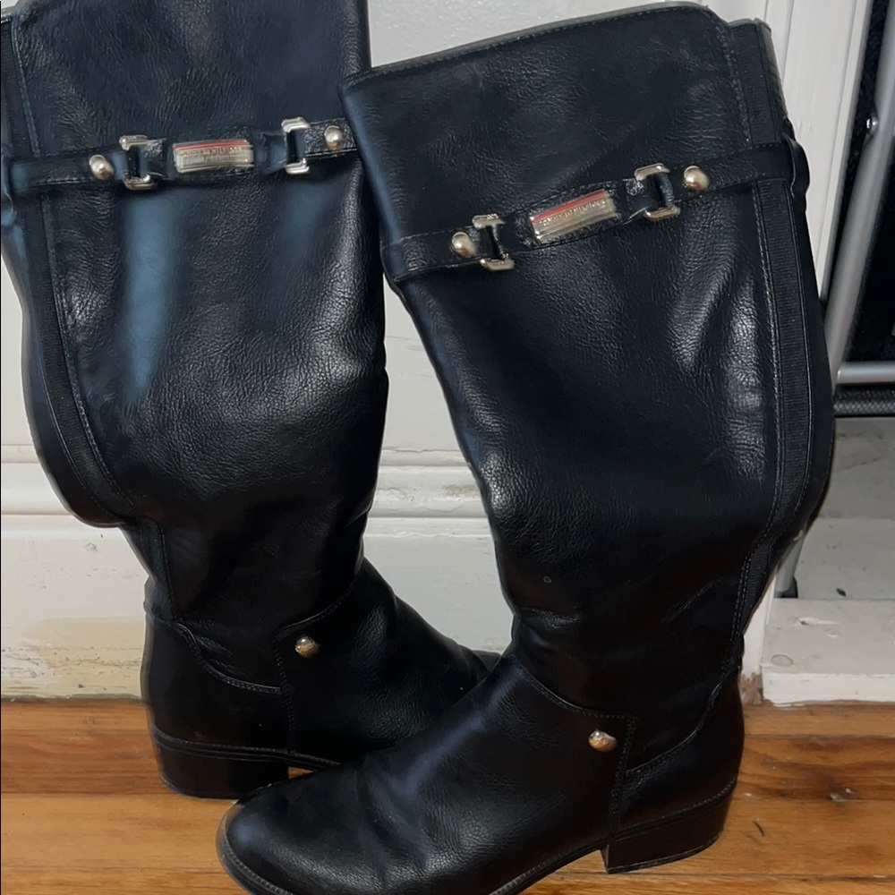 Black Leather Knee-High Boots